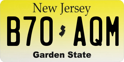 NJ license plate B70AQM