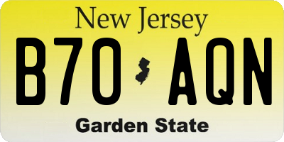 NJ license plate B70AQN