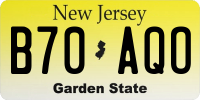 NJ license plate B70AQO