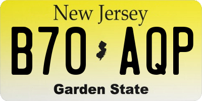 NJ license plate B70AQP