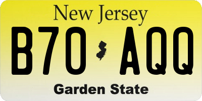 NJ license plate B70AQQ