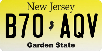 NJ license plate B70AQV
