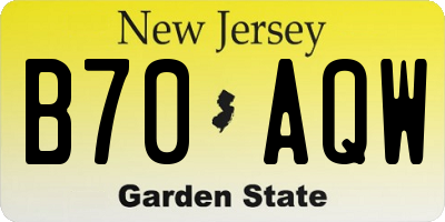 NJ license plate B70AQW