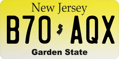 NJ license plate B70AQX