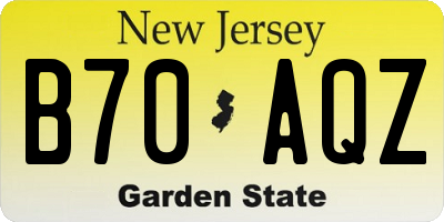 NJ license plate B70AQZ