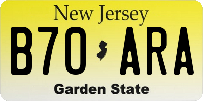 NJ license plate B70ARA