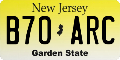 NJ license plate B70ARC