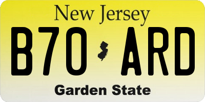NJ license plate B70ARD