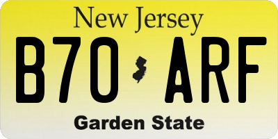 NJ license plate B70ARF