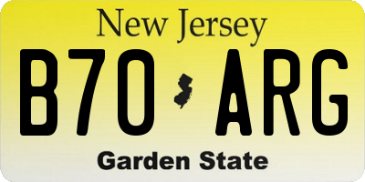 NJ license plate B70ARG