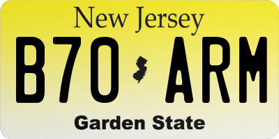 NJ license plate B70ARM