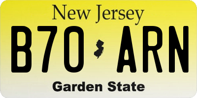 NJ license plate B70ARN