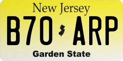 NJ license plate B70ARP