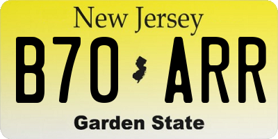NJ license plate B70ARR