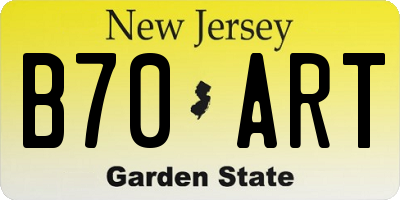 NJ license plate B70ART