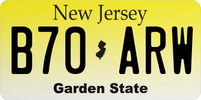 NJ license plate B70ARW