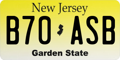 NJ license plate B70ASB