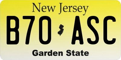 NJ license plate B70ASC