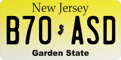 NJ license plate B70ASD
