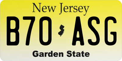 NJ license plate B70ASG