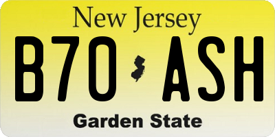 NJ license plate B70ASH