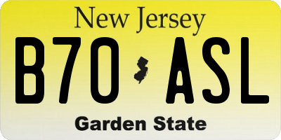 NJ license plate B70ASL