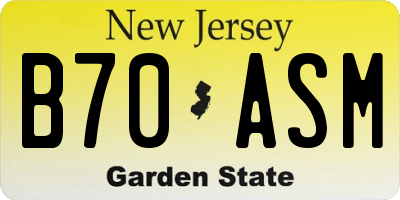 NJ license plate B70ASM