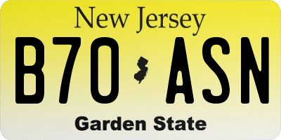 NJ license plate B70ASN