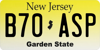 NJ license plate B70ASP