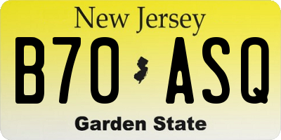 NJ license plate B70ASQ