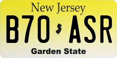 NJ license plate B70ASR
