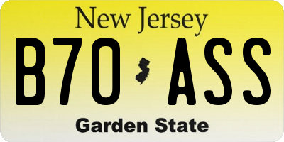 NJ license plate B70ASS