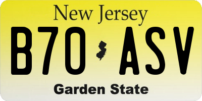 NJ license plate B70ASV