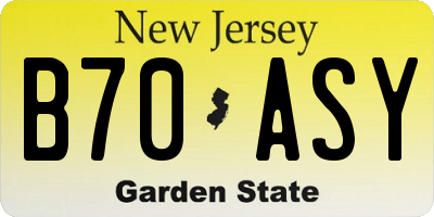 NJ license plate B70ASY