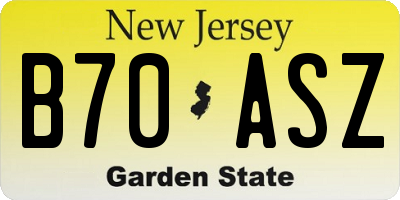 NJ license plate B70ASZ