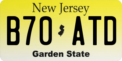NJ license plate B70ATD