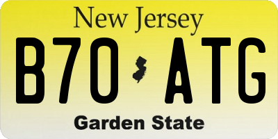 NJ license plate B70ATG