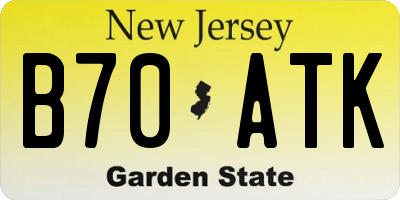 NJ license plate B70ATK