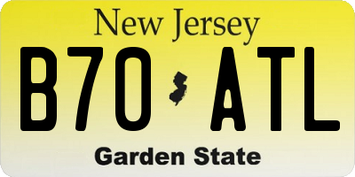 NJ license plate B70ATL