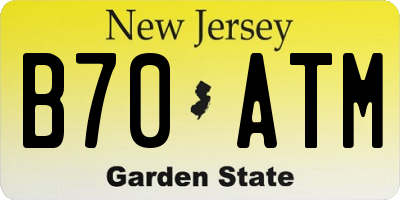 NJ license plate B70ATM