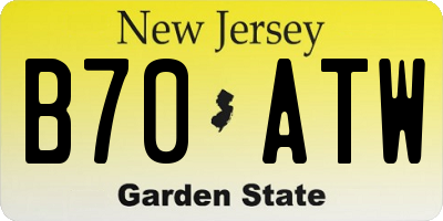 NJ license plate B70ATW