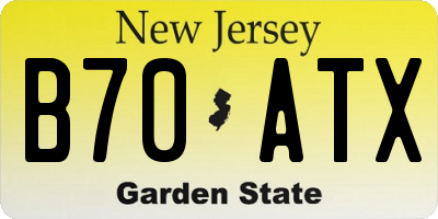 NJ license plate B70ATX