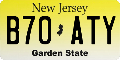 NJ license plate B70ATY