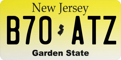NJ license plate B70ATZ