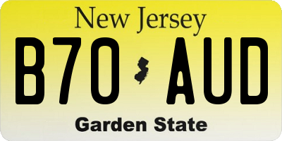 NJ license plate B70AUD