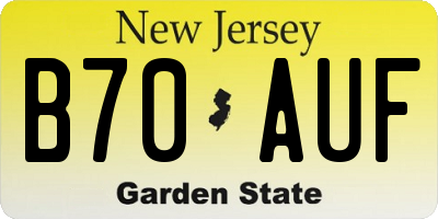 NJ license plate B70AUF