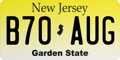 NJ license plate B70AUG