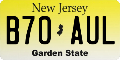 NJ license plate B70AUL
