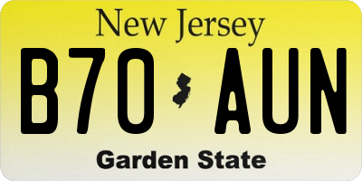 NJ license plate B70AUN