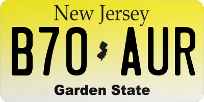 NJ license plate B70AUR